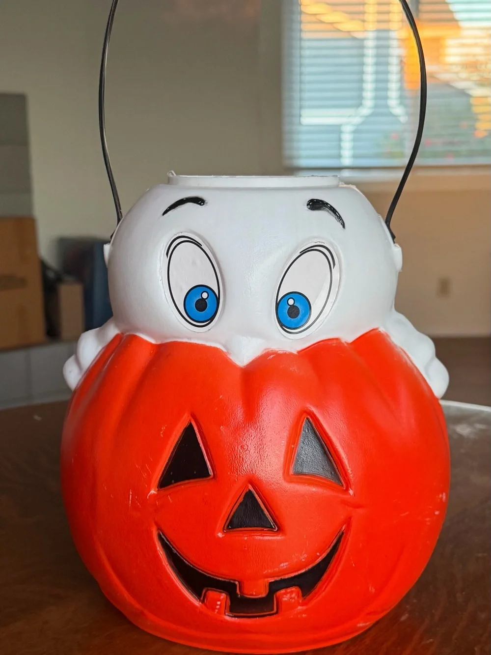 VTG 1995 Empire Casper Ghost Pumpkin Blow Mold Halloween Candy Bucket Pail